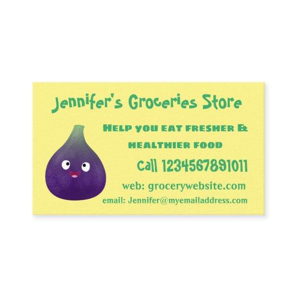 Cute happy purple fig fruit cartoon