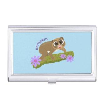 Cute happy slow loris on branch cartoon  case