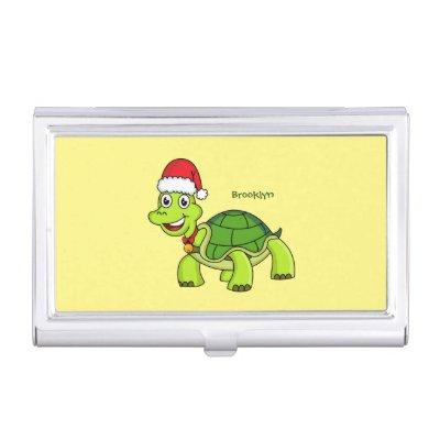 Cute happy tortoise wearing Santa hat  Case