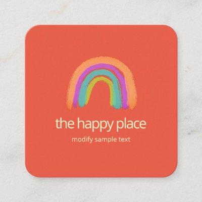 Cute Happy Watercolor Rainbow Square