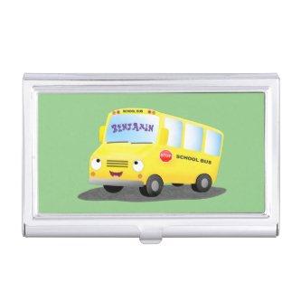 Cute happy yellow school bus cartoon  case