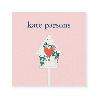 Cute Heart Birdhouse Square