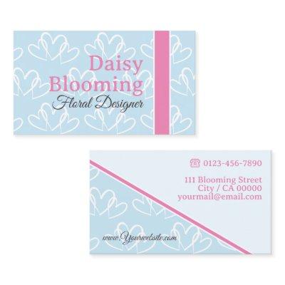 Cute Heart Pattern Pastel Pink Light Blue Florist
