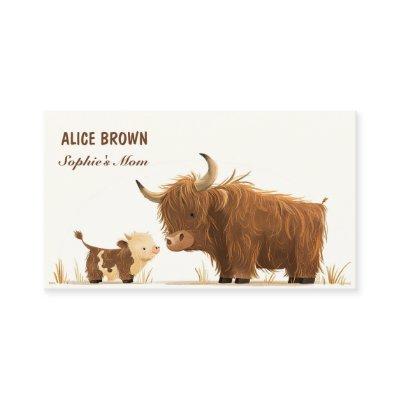 Cute Highland Cow& Calf Mommy Calling Card