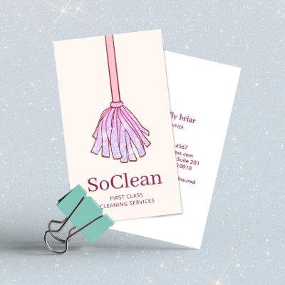 Cute House Cleaning Maid Services Pink Glitter Mop