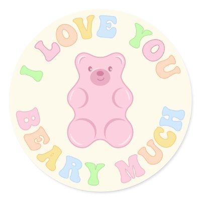 Cute I Love You Beary Much Classic Round Sticker