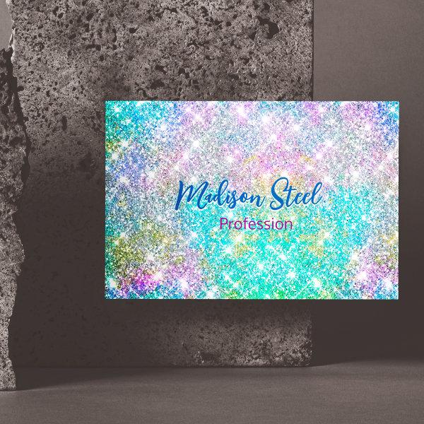 Cute iridescent colorful faux glitter monogram  magnet