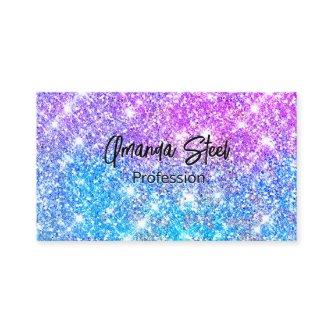 Cute iridescent colorful faux glitter monogram lug appointment card