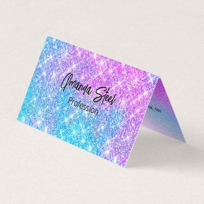 Cute iridescent colorful faux glitter monogram lug