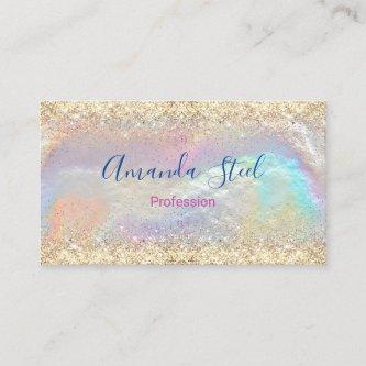 Cute iridescent faux gold glitter appointment card