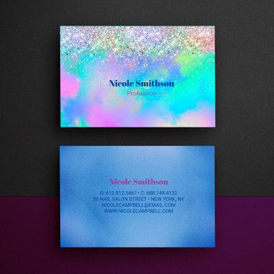 Cute iridescent holographic glitter monogram