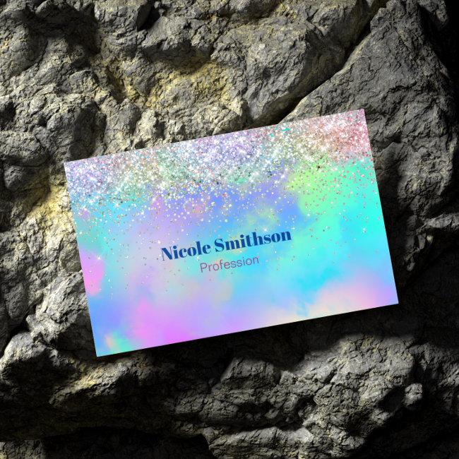 Cute iridescent holographic glitter monogram magnet