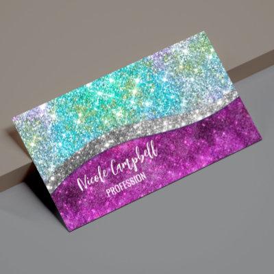 Cute iridescent purple teal faux glitter monogram  magnet