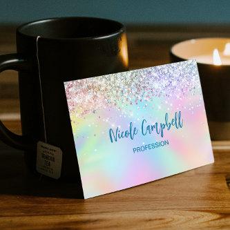 Cute iridescent unicorn faux glitter