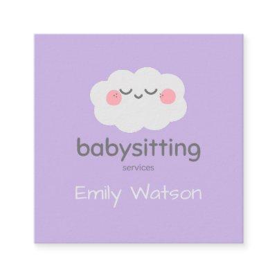 Cute Kawaii Cloud Pink Gray Babysitter  Square