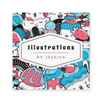 Cute Kawaii Dessert Pattern Graphic Designer Sweet Square