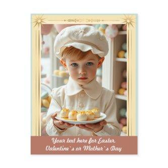 Cute kid with handmade gourmet sweets custom postcard