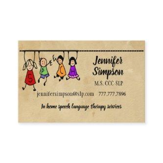Cute Kids Cartoon Holding Speech Words Business Ca