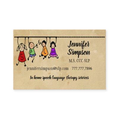 Cute Kids Cartoon Holding Speech Words Business Ca