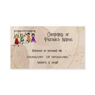 Cute Kids Cartoon Holding Speech Words Business Ca