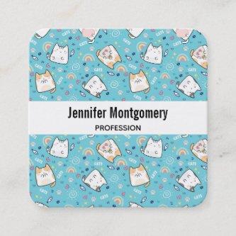 Cute Kitty Cat Pattern Whimsical Square