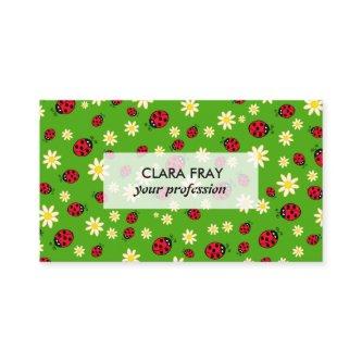 cute ladybug and daisy flower pattern green