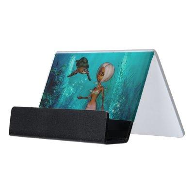 Cute little mermaid with turtle desk  holder