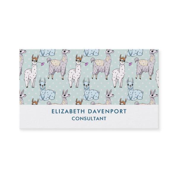 Cute Llama Pattern on Polka Dots