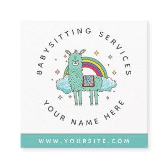 Cute Llama Rainbow Daycare Childcare Babysitter Square