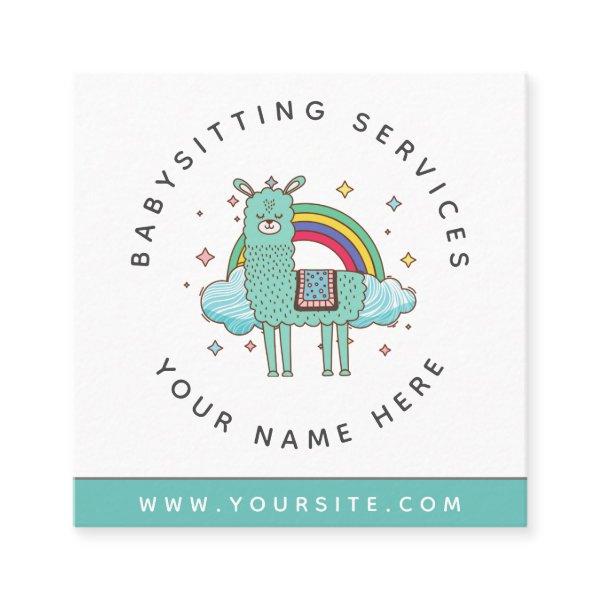 Cute Llama Rainbow Daycare Childcare Babysitter Square