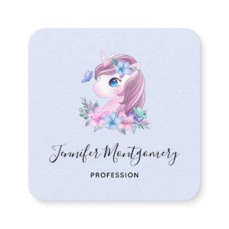 Cute & Magical Baby Unicorn Watercolor Square