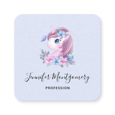 Cute & Magical Baby Unicorn Watercolor Square