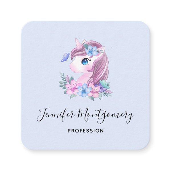 Cute & Magical Baby Unicorn Watercolor Square