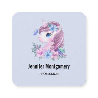 Cute & Magical Baby Unicorn Watercolor Square