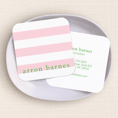 Cute Modern Preppy Pink Green Striped Square