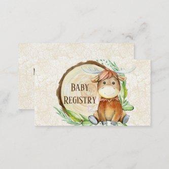 Cute Moose Greenery Wood Slice Baby Registry
