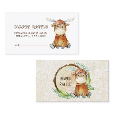 Cute Moose Watercolor Cartoon Animal Diaper Raffle