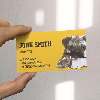 Cute Mustache Pug Plain Gold