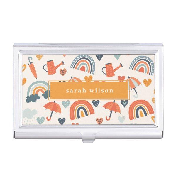 Cute Orange Blue Spring Rainbow Clouds Pattern  Case