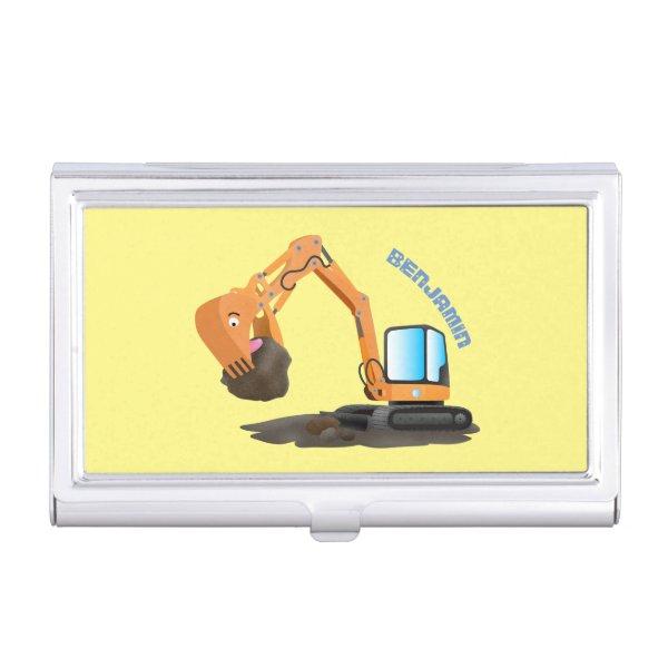 Cute orange excavator digger cartoon  case