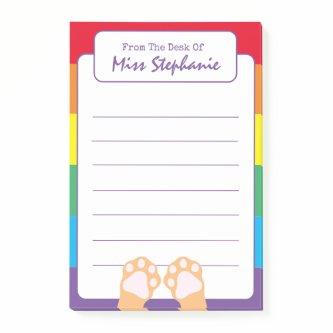 Cute Orange Ginger Cat Rainbow Striped From Desk  Post-it Notes