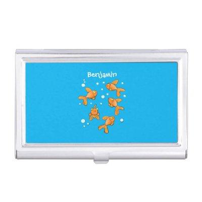 Cute orange goldfish on blue cartoon illustration  case