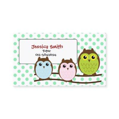 Cute Owl Family LIght Green Tutor