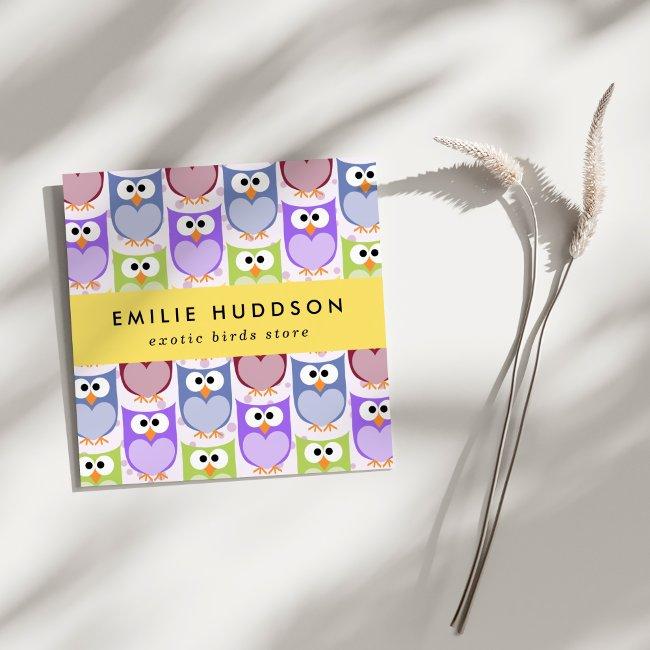 Cute Owls, Owl Pattern, Pet Shop, Bird Store Square
