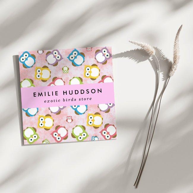Cute Owls, Owl Pattern, Pet Shop, Bird Store Square