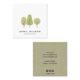 CUTE  PASTEL GREEN TREE TRIO LANDSCAPING SERVICE SQUARE