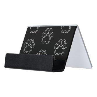Cute Paw Print Animal Dog Lover White Line Contour Desk  Holder