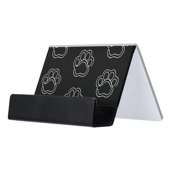 Cute Paw Print Animal Dog Lover White Line Contour Desk  Holder