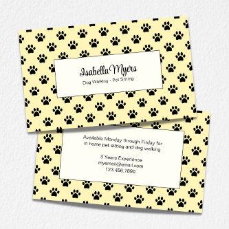 Cute Paw Print Dog Walker Pet Services Yellow