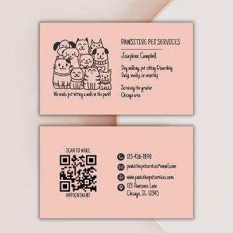 Cute Pet Sitter Peach Cat Dog QR Code